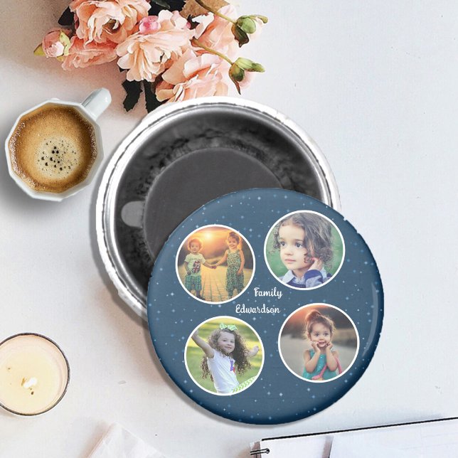 Create your own family photo collage monogrammed magnet (Create your own keepsake, memories, family photo collage magnet. You can also add your own name.)