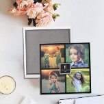 Create your own family photo collage monogrammed magnet<br><div class="desc">Lovely keepsake magnet. 
Create your own family photo collage magnet.
You can add your own 4 photos and add your monogram,  name and year.</div>