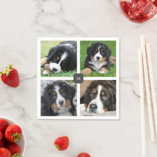 Create your own family photo collage monogrammed napkins