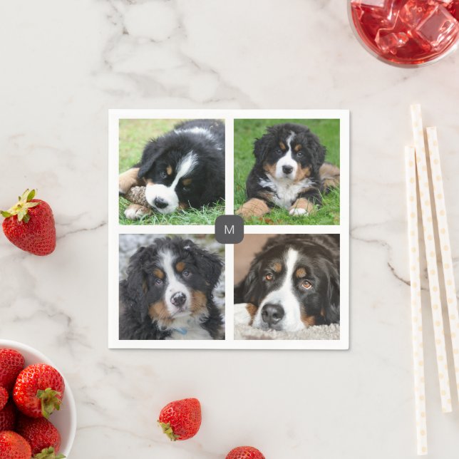 Create your own family photo collage monogrammed napkins (Insitu)