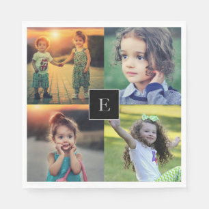 Create your own family photo collage monogrammed napkins