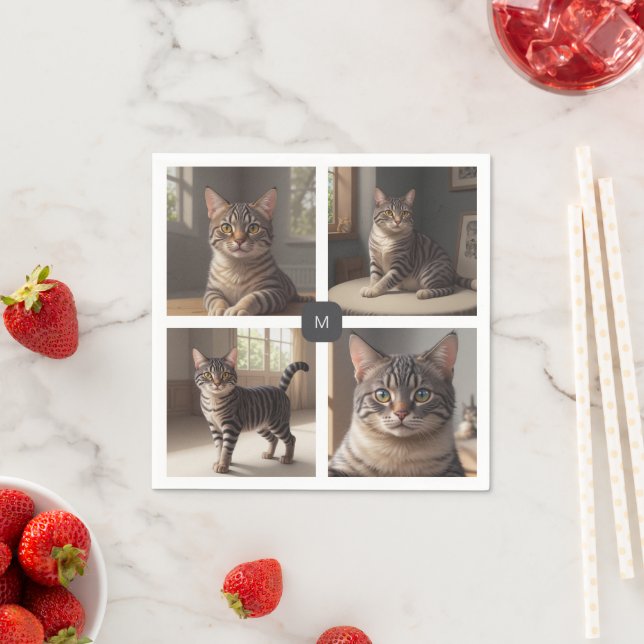 Create your own family photo collage monogrammed napkins (Insitu)