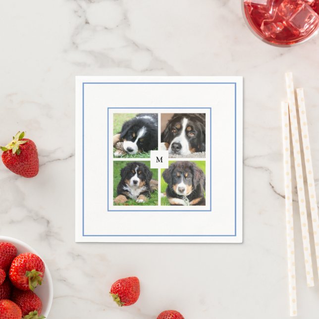 Create your own family photo collage monogrammed napkins (Insitu)