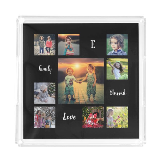Create your own family photo collage script acryli acrylic tray (Front)