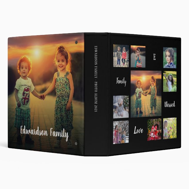 Create your own family photo collage script unique 3 ring binder (Background)