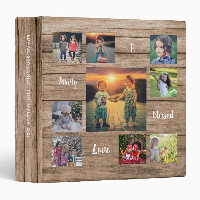Create your own family photo collage script unique 3 ring binder (Front/Spine)