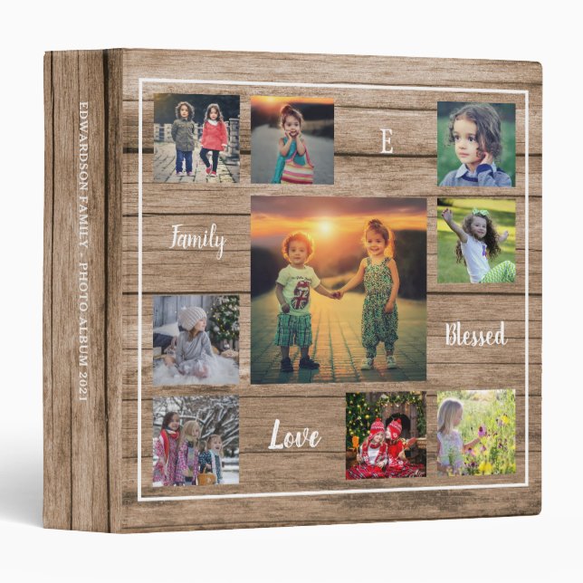 Create your own family photo collage script unique 3 ring binder (Front/Spine)