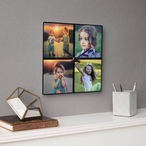 Create your own family photo collage square wall clock