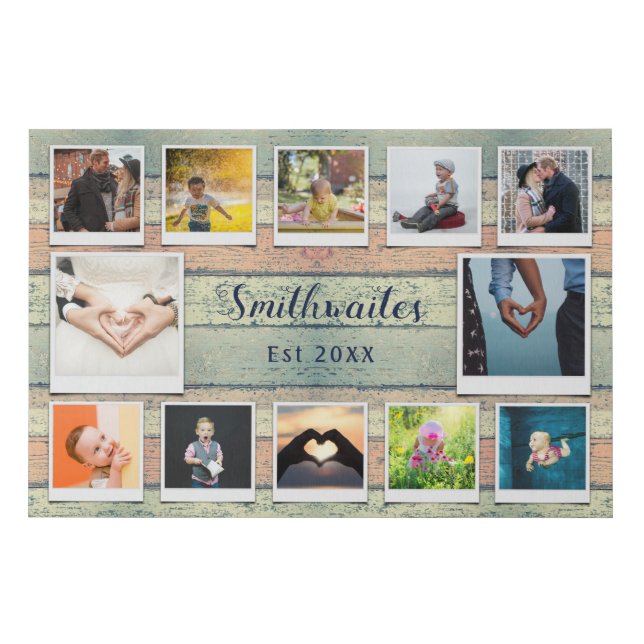 Create Your Own Family Photo Collage Template Faux Canvas Print (Front)