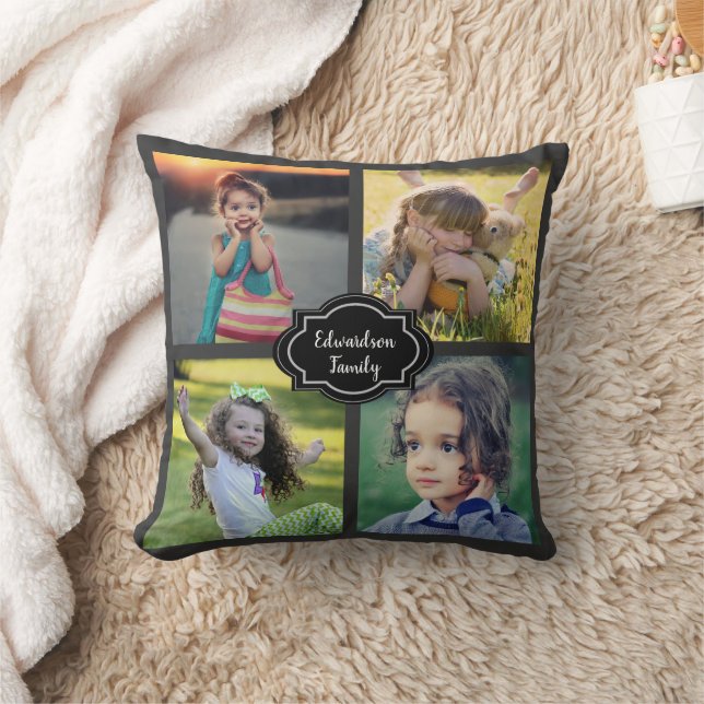 Create your own family photo collage throw pillow (Blanket)