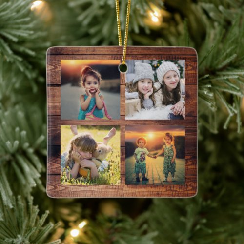 Create your own family photo collage unique ceramic ornament