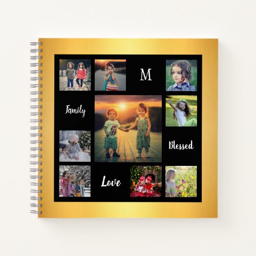 Create your own family photo collage unique gold notebook
