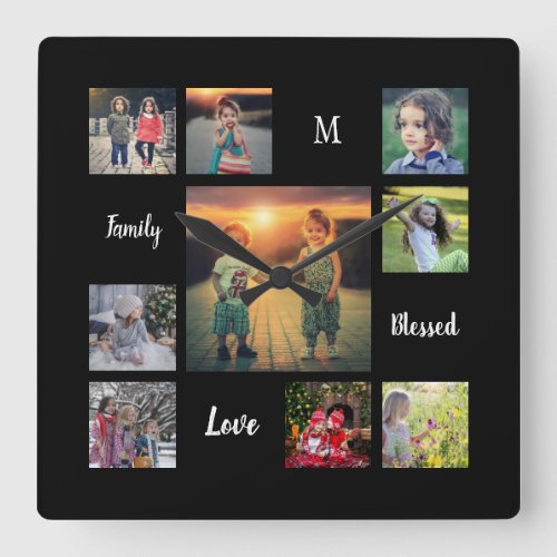 Create your own family photo collage unique square wall clock