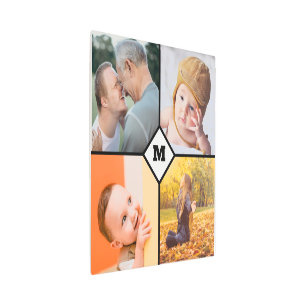 Create Your Own Family Photo Collage With Monogram Metal Print