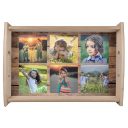 Create your own family photo collage wood serving tray