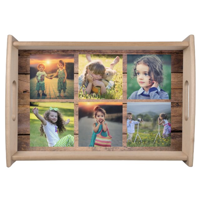 Create your own family photo collage wood serving tray (Front)