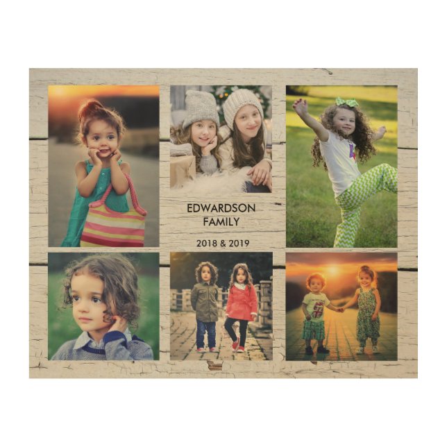 Create your own family photo collage wood wall art (Front)