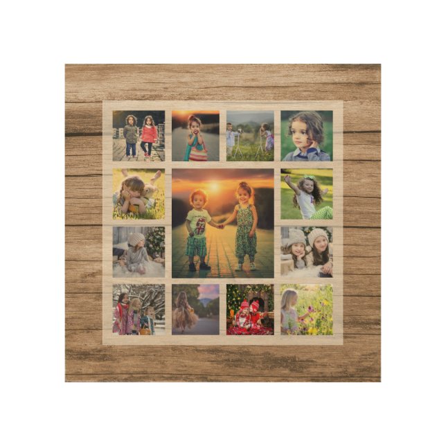 Create your own family photo collage wood wall art (Front)