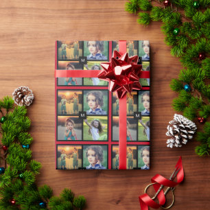 Create your own family photo collage xmas wrapping paper