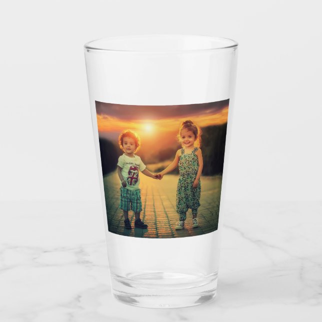 Create Your Own Family Photo Customizable Keepsake Glass (Front)