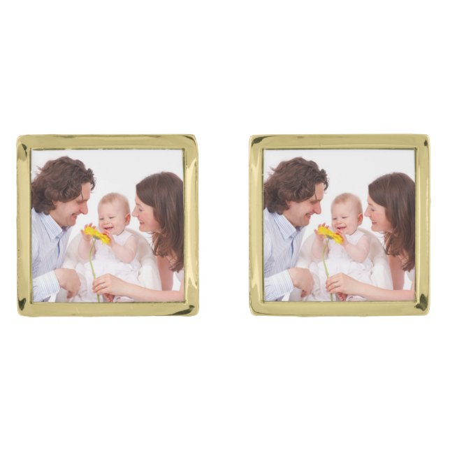 Create your own family photo gold cufflinks (Front)