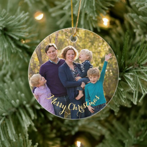 Create Your Own Family Photo Holiday Christmas Ceramic Ornament
