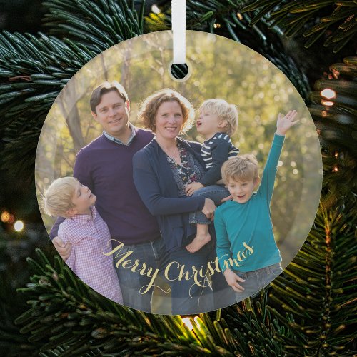 Create Your Own Family Photo Holiday Christmas Glass Ornament