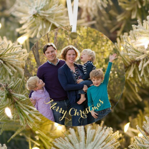 Create Your Own Family Photo Holiday Christmas Metal Ornament