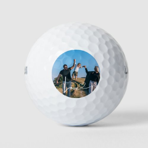 Create your own Family Photo Love Script Golf Balls