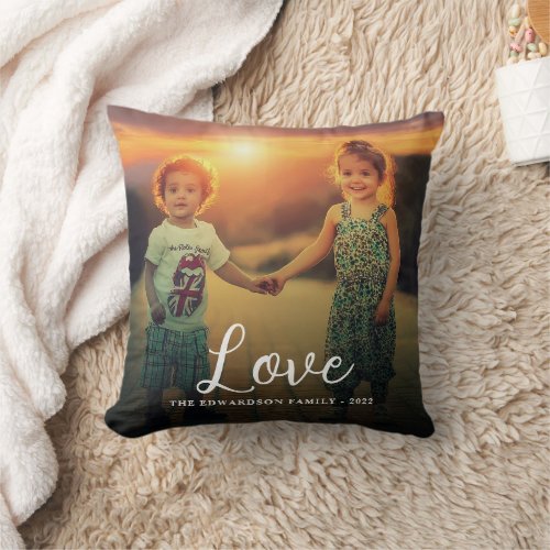 Create your own family photo Love script Throw Pillow