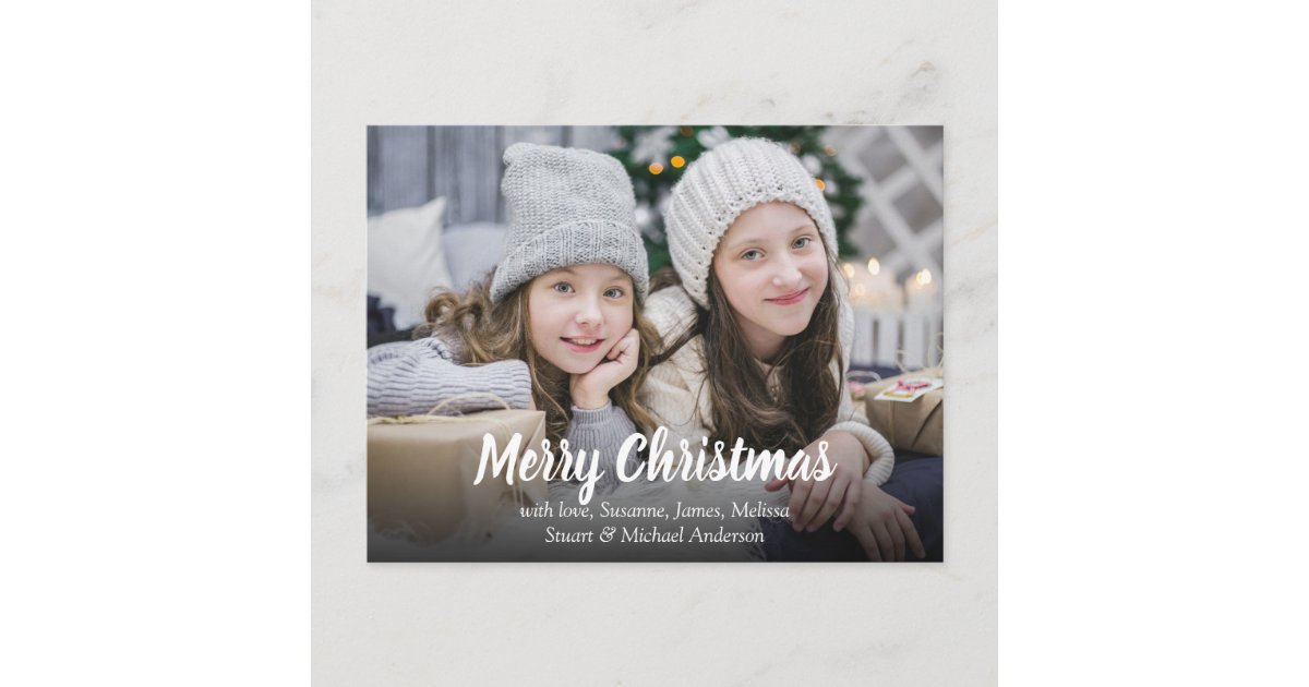 Create your own family photo Merry Christmas Holiday Postcard | Zazzle