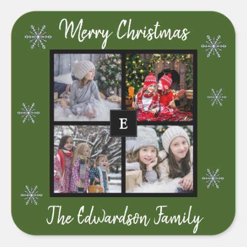 Create your own family photo Merry Christmas Square Sticker