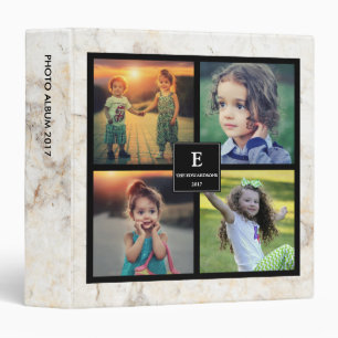 Create your own family photo monogram marble 3 ring binder