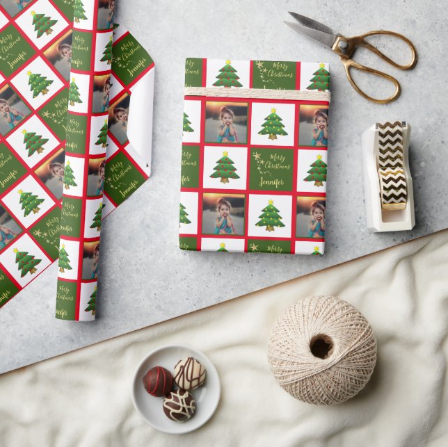 Create your own family photo name Christmas Wrapping Paper (Crafts)