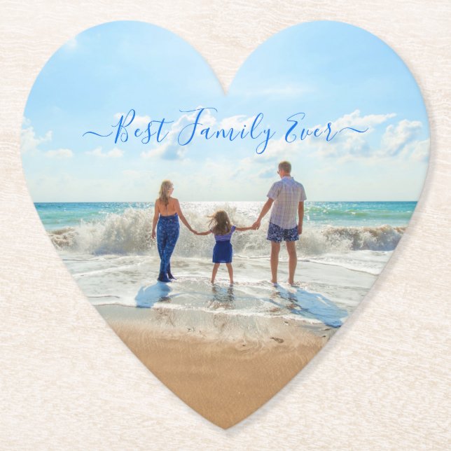 Create Your Own Family Photo Paper Coasters Gift (Front)