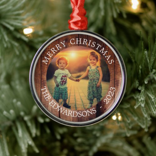 Create your own family photo personal Christmas Metal Ornament