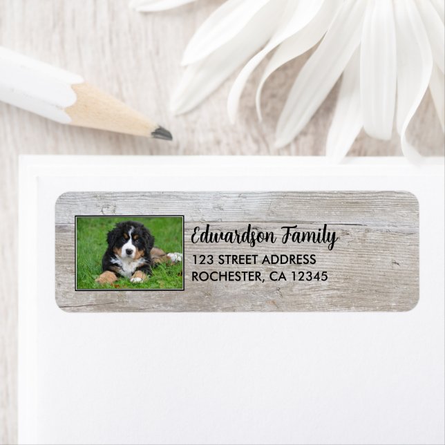 Create your own family photo return address label (Insitu)