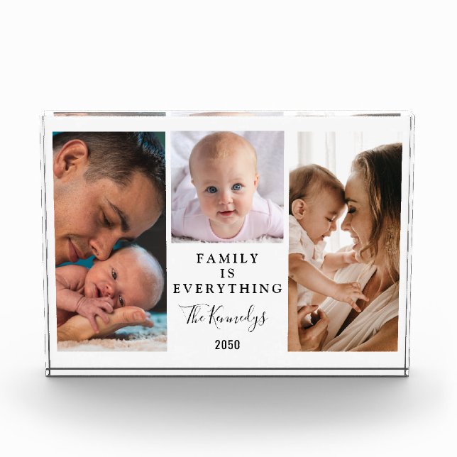 Create Your Own Family Quote 3 Photo Collage Block (Front)