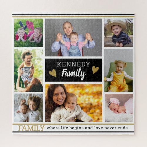 Create Your Own Family Quote 8 Photo Collage Jigsaw Puzzle