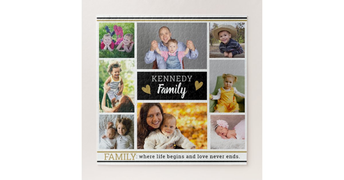 Create Your Own Family Quote 8 Photo Collage Jigsaw Puzzle | Zazzle
