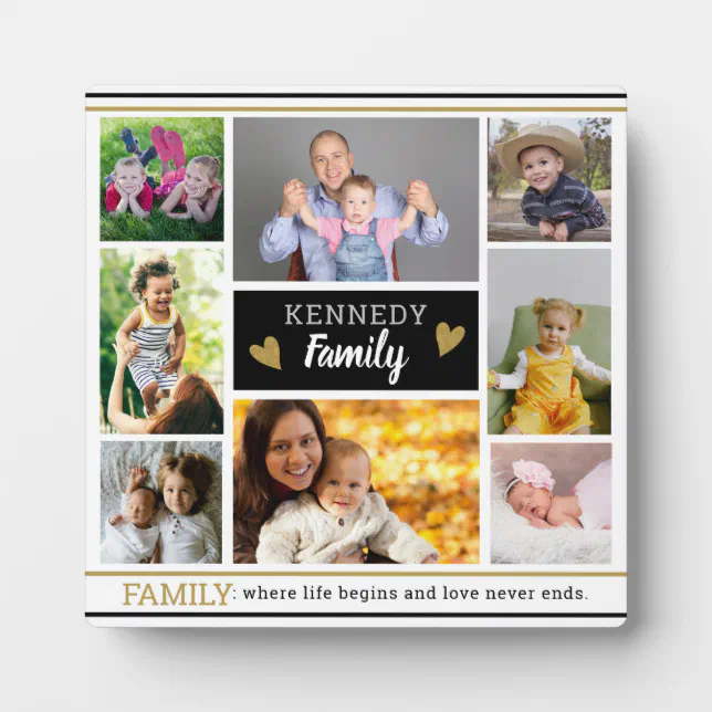 Create Your Own Family Quote 8 Photo Collage Plaque | Zazzle