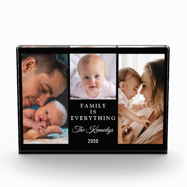 Create Your Own Family Quote Black 3 Collage   Photo Block (Front)