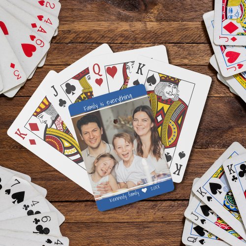 Create Your Own Family Quote Photo Name Blue Poker Cards