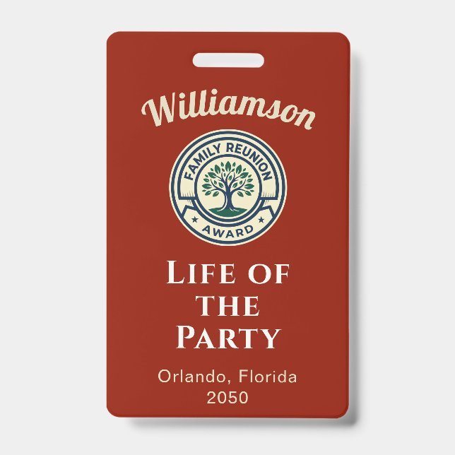  Create Your Own Family Reunion Party Best Award Badge (Front)