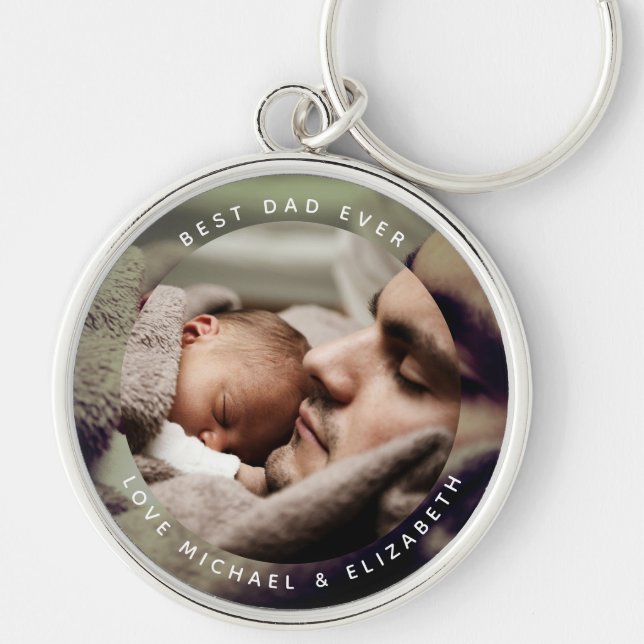 Create Your Own Father's Day Best Dad Ever Photo Keychain (Front)