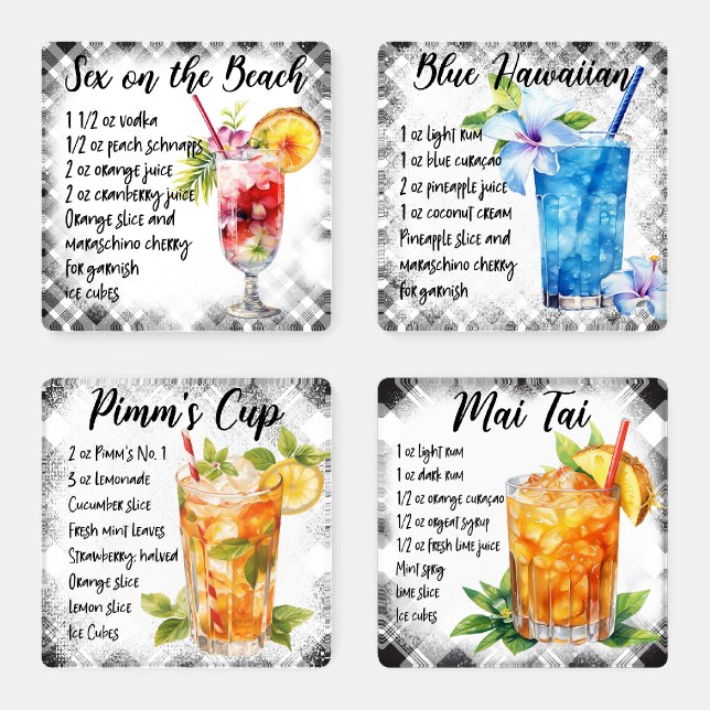 Create Your Own Festive Cocktail Recipes Party Bar Coaster Set (Set)