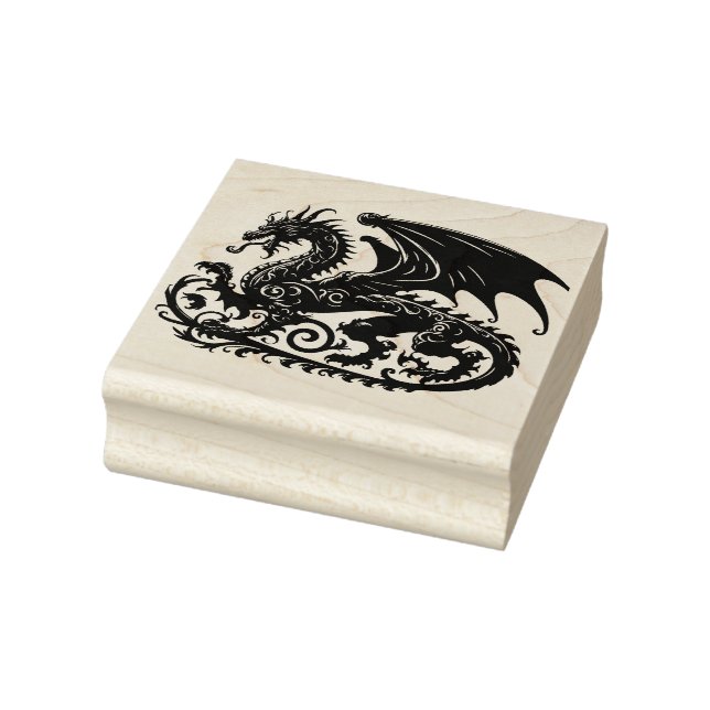 Create Your Own Fierce Regal Dragon Emblem Rubber Stamp (Stamp)