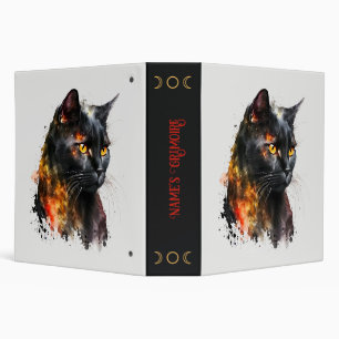 Create Your Own Fiery Black Cat 3 Ring Binder