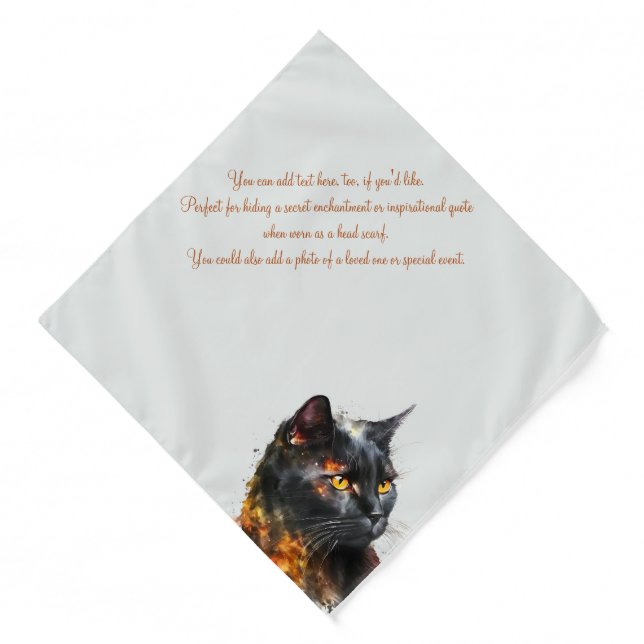 Create Your Own Fiery Black Cat  Bandana (Front)