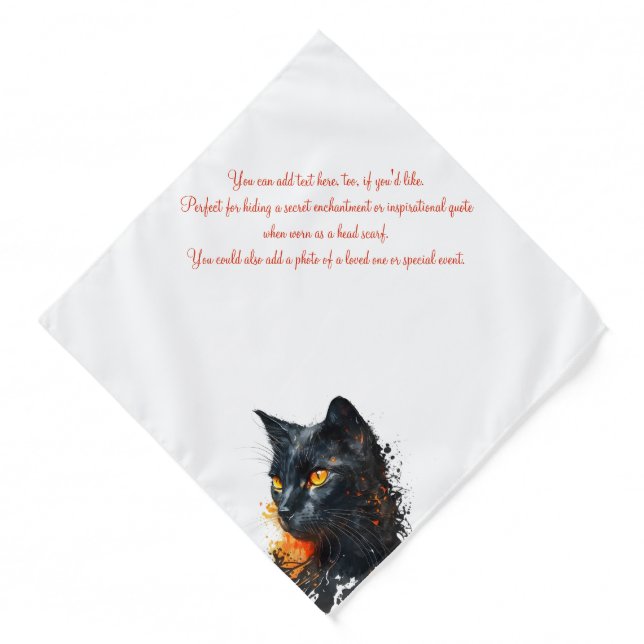 Create Your Own Fiery Black Cat Bust Bandana (Front)